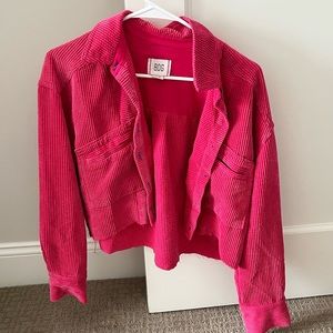 Adorable pink “jean” jacket!!